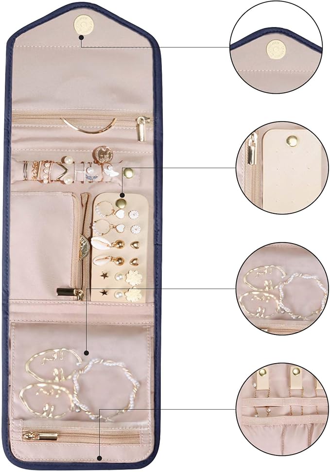 BAGSMART Travel Jewelry Organizer Case Foldable Jewelry Roll - Image 7
