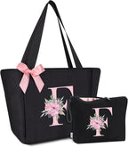 Vavabox Tote Bag, A-Z Initial Monogrammed Waterproof Tote Bag, Bridesmaid Gifts by Vavabox