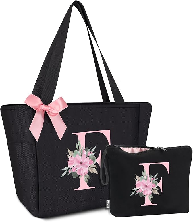 Vavabox Tote Bag, A-Z Initial Monogrammed Waterproof Tote Bag, Bridesmaid Gifts by Vavabox