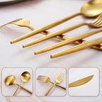 Matte Gold Silverware Set for 4, IBIILII JEFF 20 Pieces Stainless Steel - Image 4