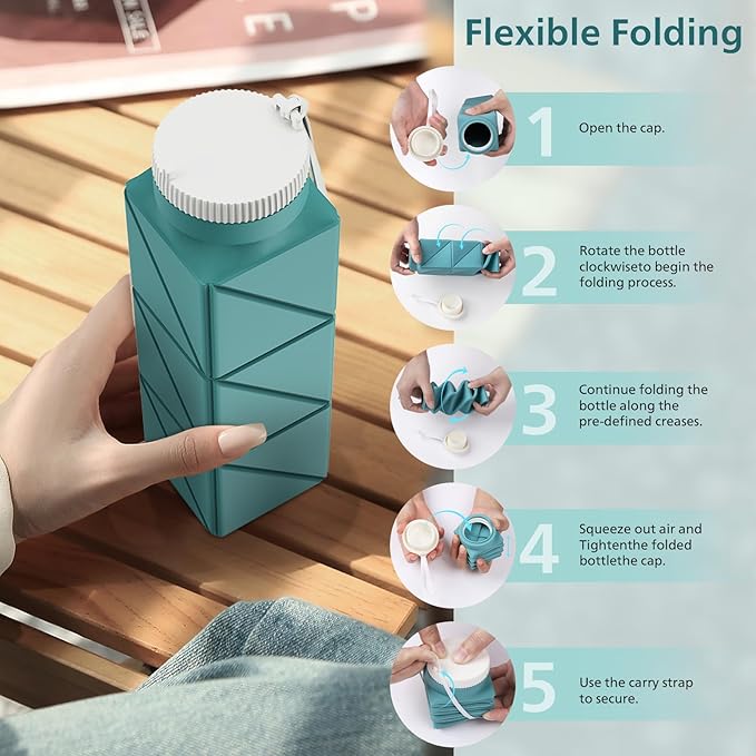 610ml Collapsible Water Bottles Upgrade Foldable Water Bottle BPA Free Reusable - Image 7