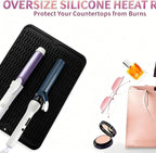 2 Pack Heat Mat for Curling Iron, Oversize Silicone Resistant Mat for Hair Tools, Hot Pad for Hair Straightener, Flat Irons and Hot Hair Styling Tools Home Travel Gym Salon (15.7" x 11.8")