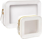 2 Pcs Clear Makup Bag Set, Small Travel Cosmetic Case Waterproof Clear Cosmetic by FFpaw