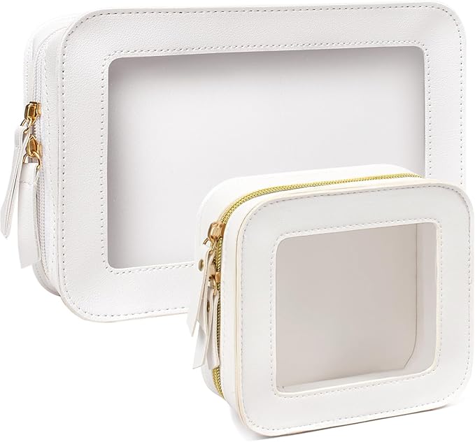 2 Pcs Clear Makup Bag Set, Small Travel Cosmetic Case Waterproof Clear Cosmetic by FFpaw