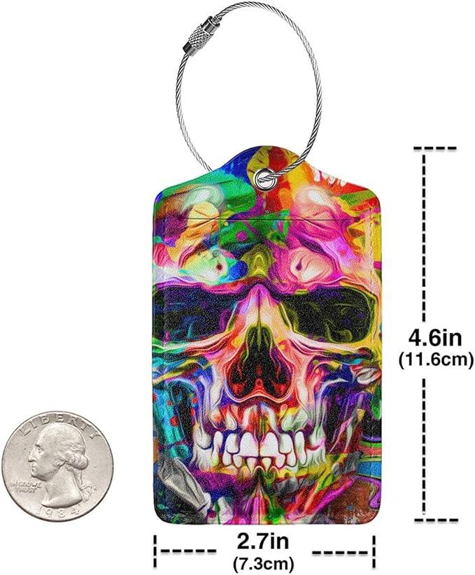 Artistic Skull Leather Luggage Tags - Image 4