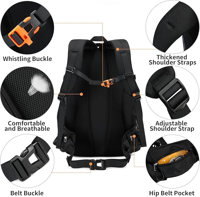 BOVIP 40L Hiking Backpack Waterproof Lightweight Daypack Travel Sports Camping - Image 5