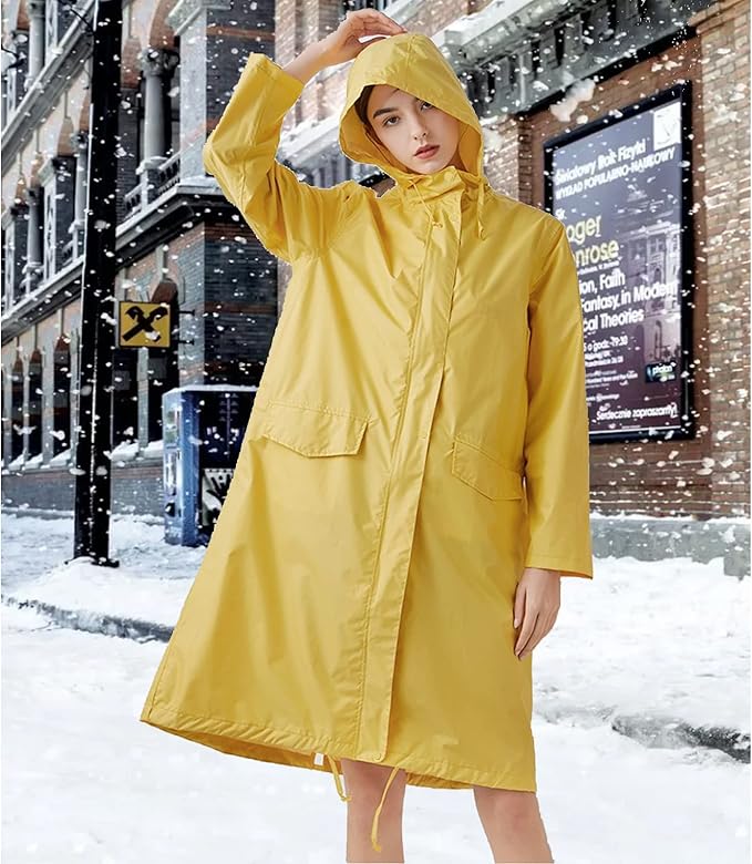 ANYOO Waterproof Rain Poncho Lightweight Reusable Hiking Hooded Coat Jacket - Image 7