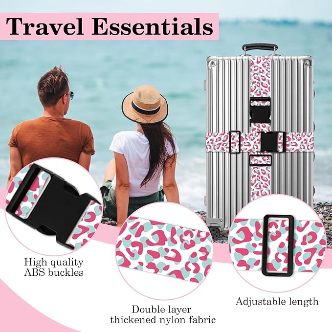 Pink Leopard Luggage Straps for Suitcases TSA Approved, Luggage Identifiers for - Image 3
