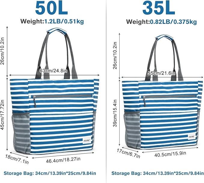 G4Free Beach Bag, Waterproof Sandproof Beach Tote Bag, Large Capacity Foldable - Image 2
