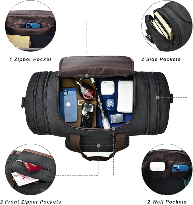 Litvyak Duffle Bag for Travel, 50L Canvas Travel Duffel Bags Overnight Weekend - Image 4
