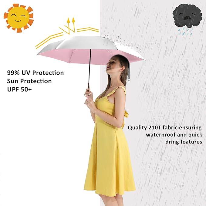 BAODINI Small UV Protection Travel Umbrella Compact - Image 2