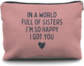 Nogrit Sister Makeup Bag - Birthday and Long Distance Friendship Gift - Small Cosmetic Bag for Purse
