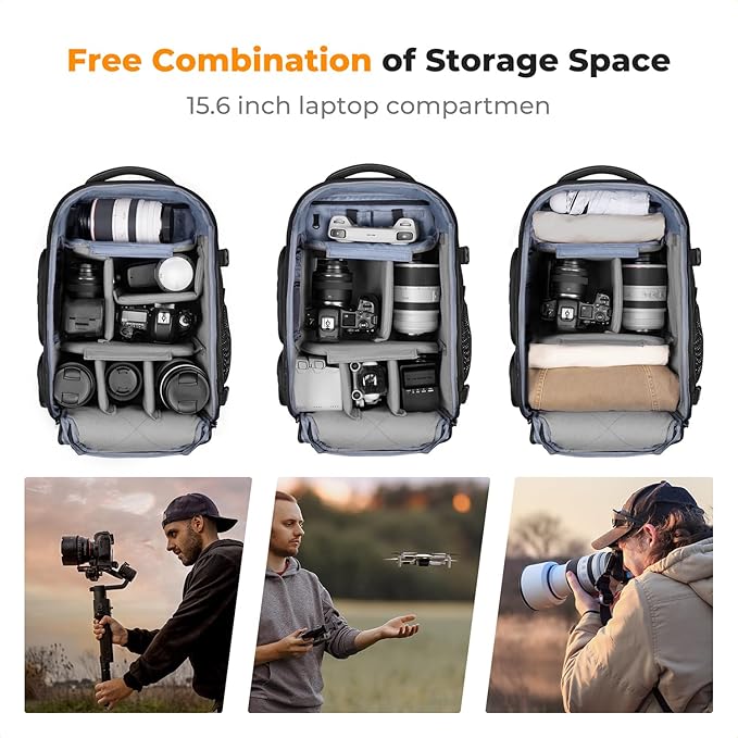 K&F Concept Camera Backpack, 25L Large Capacity Camera Bag - Image 2