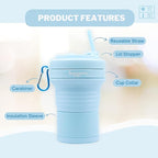 Collapsible Cup with Reusable Straw – 18 Oz, Portable Travel Mug, Leak-Proof - Image 2