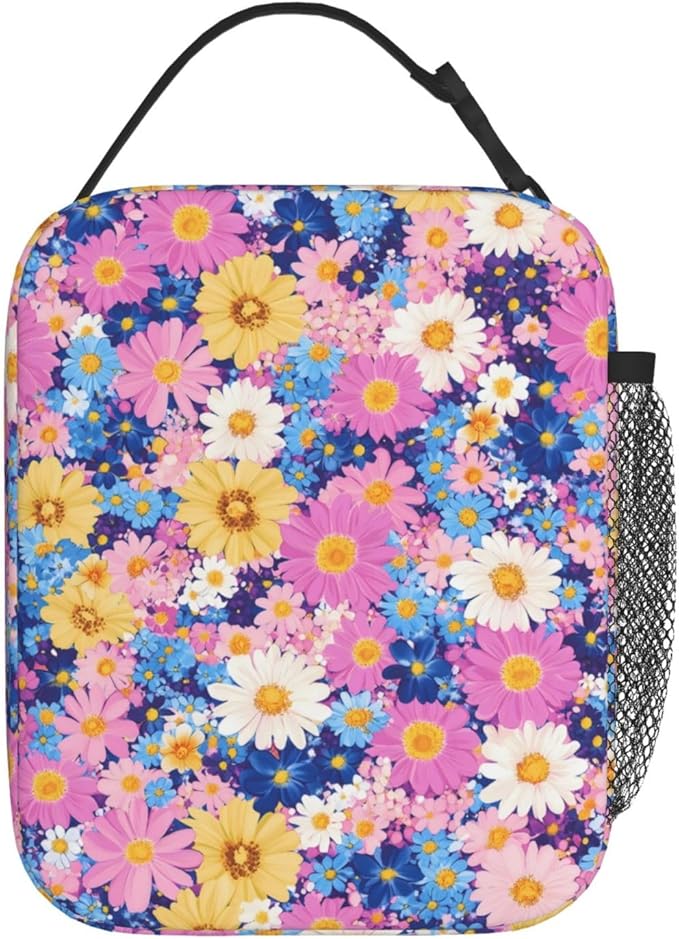 Floral Insulated Lunch Box for Women Men Floral Lunch Bag for Travel, or - Image 3