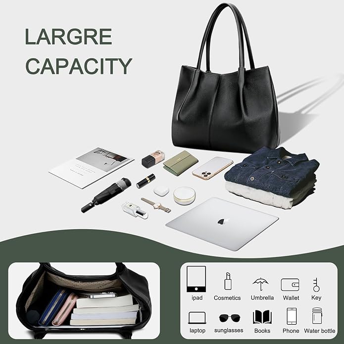 KKXIU Tote Bag for Women Vegan Leather Shoulder Purse Large Capacity Travel Bag - Image 6