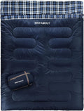 Double Sleeping Bag for Adults Machine Washable 2 Person Camping Sleeping Bag by WKFAMOUTCAMP