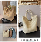 Straw Beach Bags for Women Woven Beach Tote Bag Casual Boho Large Shoulder - Image 5