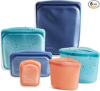 Stasher Premium Silicone Reusable Food Storage Bags, Starter Kit, Sea Spray by Stasher