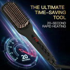 MEGAWISE Pro Ceramic Ionic Hair Straightener Brush for Home Salon | MCH Fast 20s Heating Tech with Auto-Off Safety | Anti-Scald with Universal Dual Voltage | Rotatable Power Cord (Black)