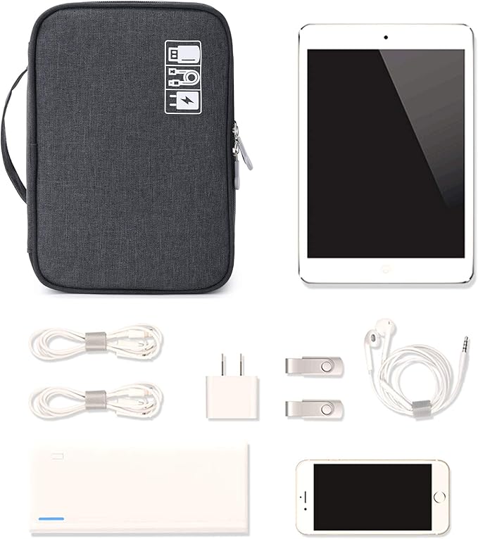 Lanola Travel Cable Organizer Bag, Electronic Accessories Case Portable Double - Image 7