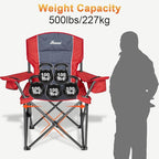 Romswi Oversized Camping Chairs, Heavy Duty Support 500 LBS, Padded Back & Arm - Image 8