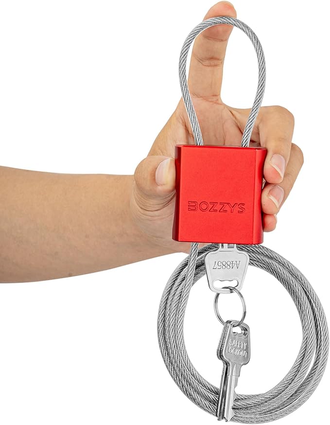 Adjustable Cable Locks with 3 Keys | 6.56ft L x 1/6in D Aluminum Steel Cable by BOZZYS