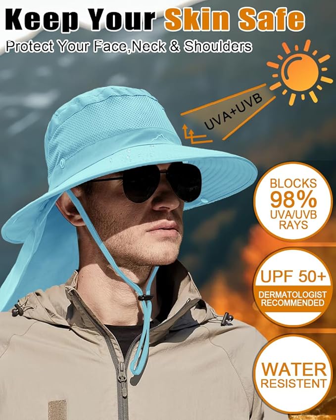 Outdoor Sun Hats with Stowable Neck Flap - Image 3
