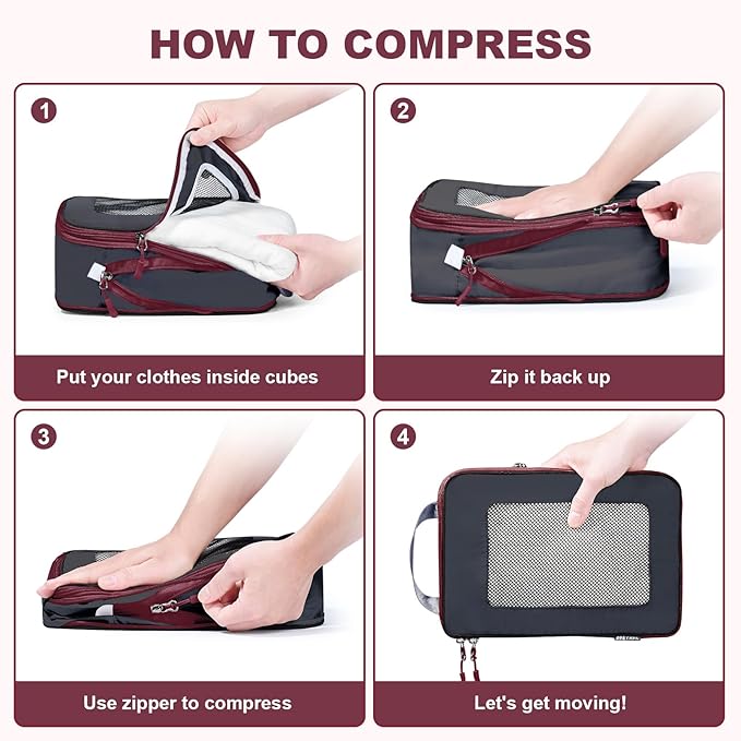 7 Set Compression Packing Cubes Packing Organizer - Image 7