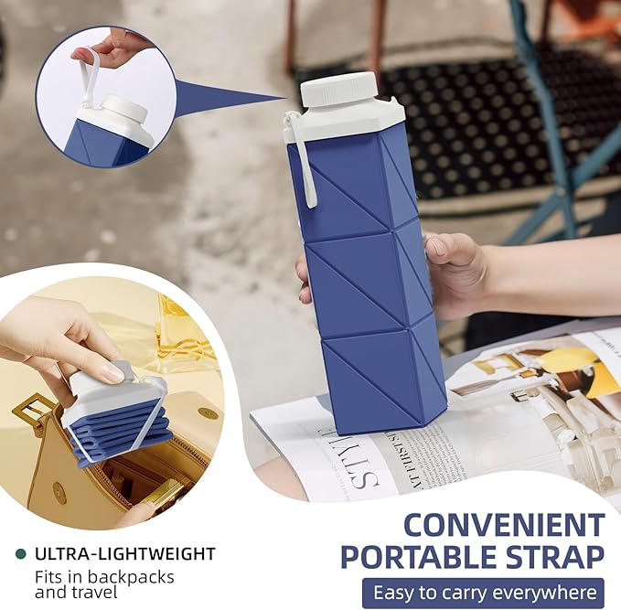 24oz Collapsible Water Bottles, Foodgrade BPA Free Reusable Foldable Water - Image 4