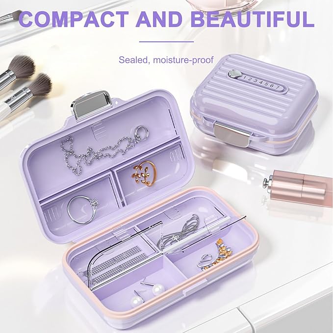 Travel Pill Organizer Box with Labels, 7 Compartments Portable Mini Pill Case - Image 5
