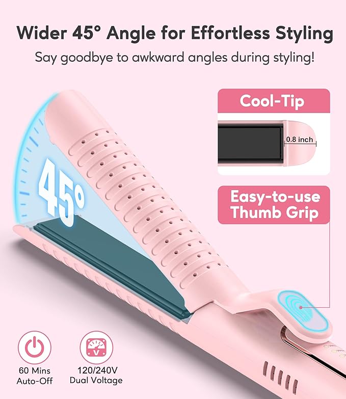 Farery Chill Set Soft-Air Curling Iron: Gentle Soft Air for Quick Styling & Long-Lasting Curls, Lock in Style with Cooling Air Vents, 2-in-1 Hair Straightener & Curler with Upgraded Long Barrel, Pink