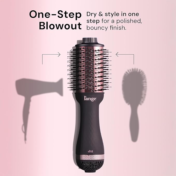 L'ANGE HAIR Le Volume 2-in-1 Titanium Blow Dryer Brush | Frizz Control Blowout Hair Dryer Brush For Drying And Straightening | Volumizing Hot Air Styler For All Hairstyles | Oval Barrel | Black - 75mm
