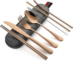 DEVICO Portable Utensils, Travel Camping Cutlery Set, 8-Piece including Knife by DEVICO