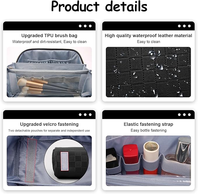 BOYATU Travel Makeup Bag Organizer Cosmetic Bag: 3 Pcs Set Make up Bags - Image 4