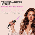 Electric Hot Comb Hair Straightener Heat Pressing Comb Curling Flat Iron Curler Hair Straightener Brush for Natural Black,Anti-Scald Beard Straightening Electric Press Comb (Multicolored)