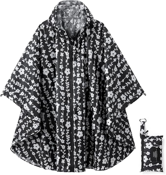 Rain Poncho Jacket Coat Hooded Zipper Style by salamra