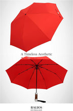 Balios Travel Umbrella Luxurious Golden Hardwood Handle Auto Open & Close - Image 3