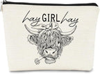 Funny Cow Small Makeup Bag - Cow Lovers Farm Girls Gift, Hay Girl Cosmetic Bag for Birthday or Christmas