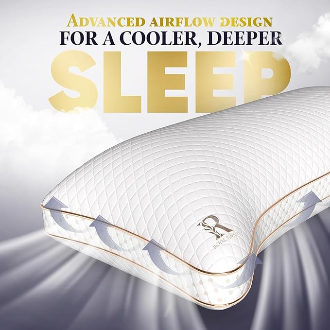 Royal Therapy Queen Memory Foam Pillow, Adjustable Shredded Memory Foam Pillows - Image 4