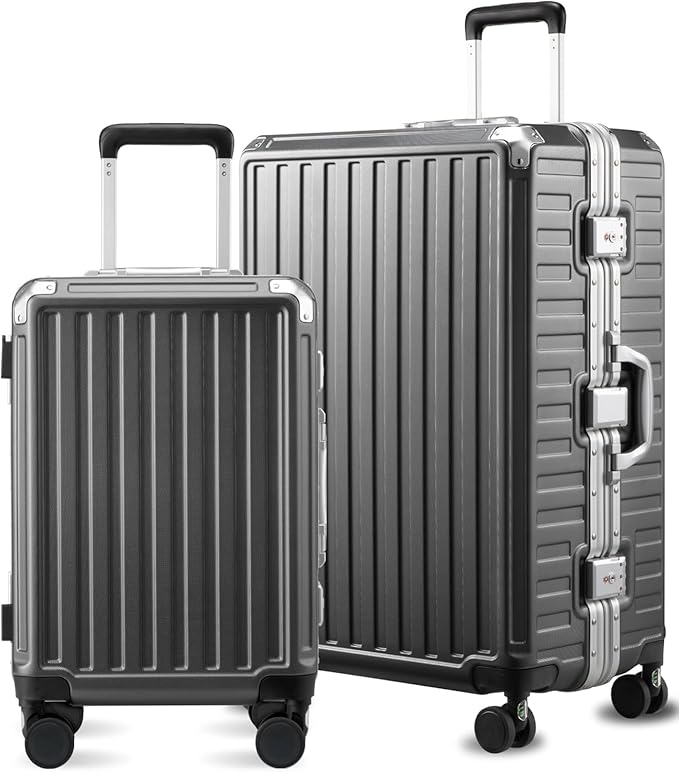 LUGGEX Luggage Sets with Spinner Wheels, 2 Piece Aluminum Frame Zipperless by LuggeXLUGGAGE