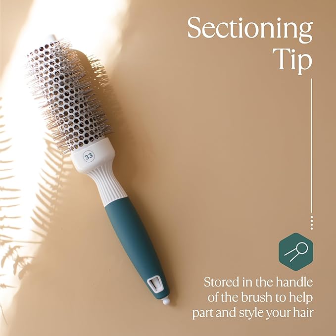 Professional Round Brush for Blow Drying - Small Ceramic Ionic Thermal Barrel Brush for Sleek, Precise Heat Styling and Salon Blowout - Lightweight Round Hair Brush (Barrel 1.3 inch, Bristle 2 Inch)