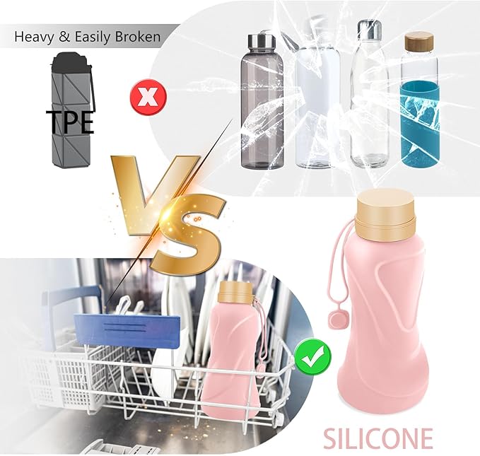 Collapsible Water Bottles 2 Pack, Leak Proof, Reuseable BPA Free Silicone - Image 5