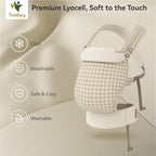 Reversible Baby Carrier, Khaki Solid & Houndstooth; Lightweight & Breathable - Image 4