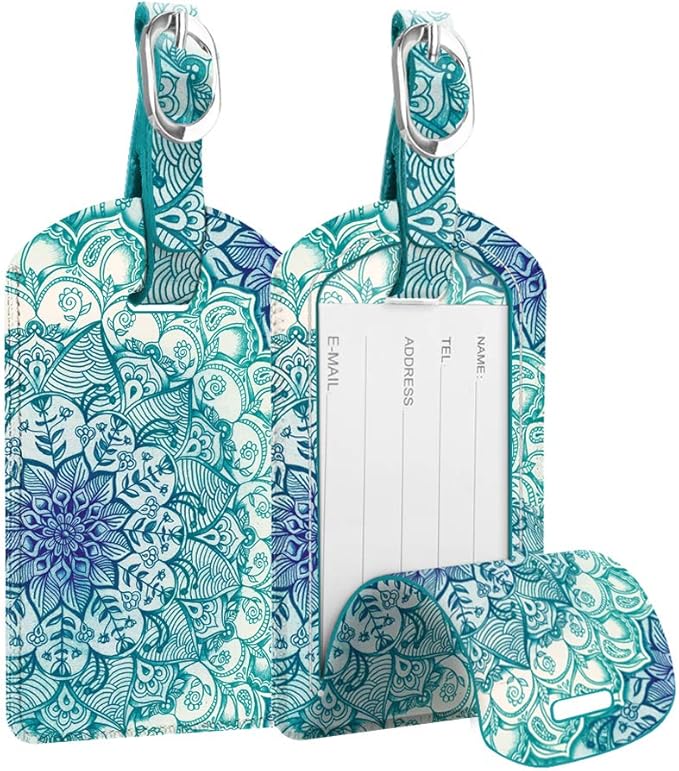 FINTIE 2 Pack Luggage Tags, Leather Name ID Labels by Fintie