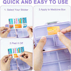 Travel Pill Organizer Box with Medicine Labels, 7 Compartments Portable Pill - Image 3