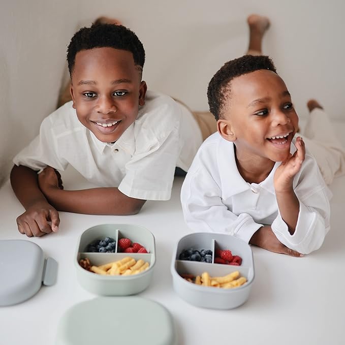 mushie Kids Bento Lunch Box | 3-Compartment & Removable Divider + Fork & Spoon - Image 4
