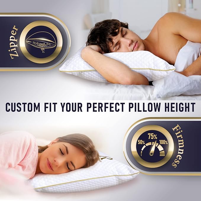 Royal Therapy Pillows Queen Size Set of 2, Shredded Memory Foam Queen, Rayon - Image 5