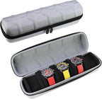 Juntan 5 Slots Hard Watch Travel Case, Portable Nylon Travel Watch Roll Case by JuntanWatchBands