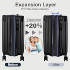 3-Piece Expandable Luggage Set Suitcase in Classic Black -Double Wheel - Image 4